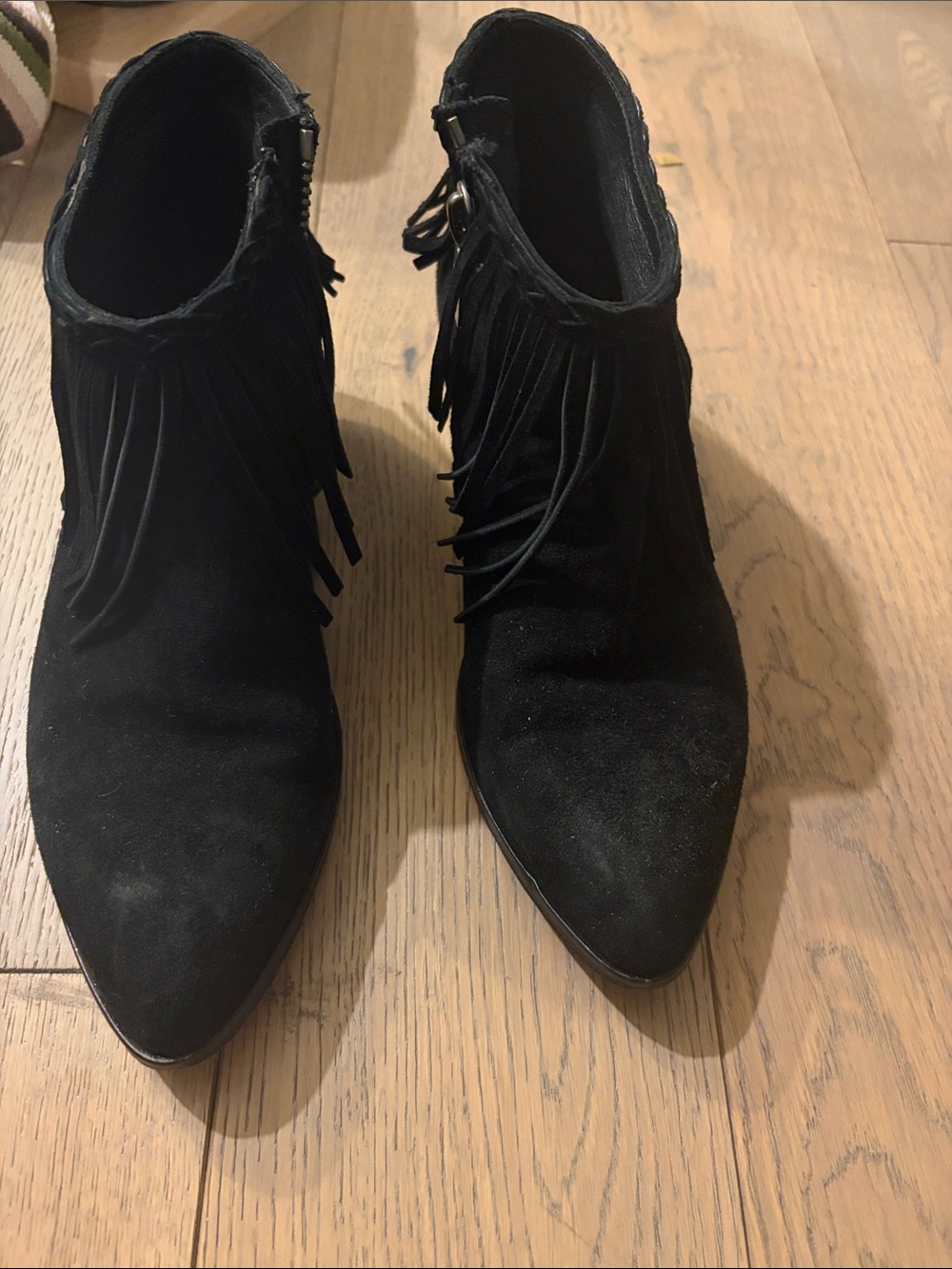 Anine Bing Black Suede Fringe Ankle Boots